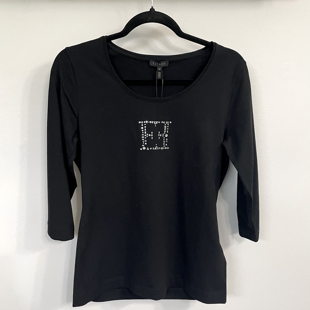 💎🖤 Escada NWT BLACK AND RHINESTONE Shirt
